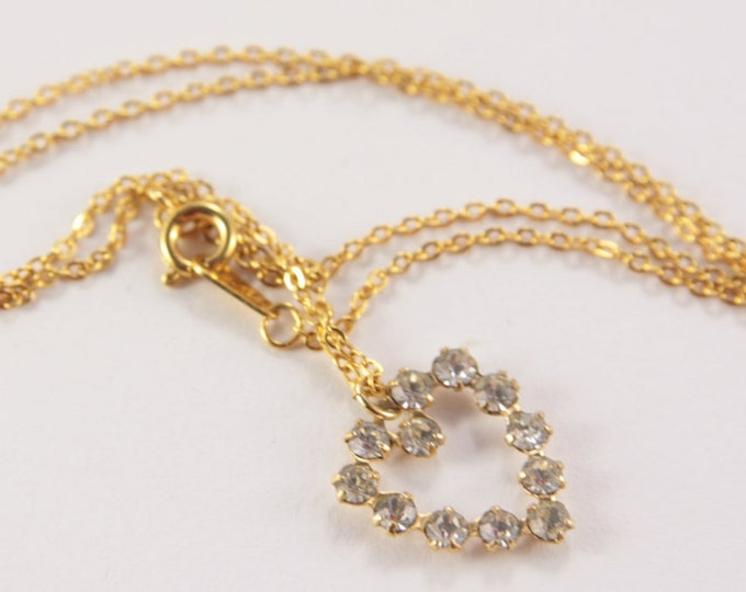 Minimal Heart Necklace Crystal Heart Pendant Rhinestone Love Necklace Gold Heart Pendant Tiny Very Little Cheap Valentine Gift Jewellery