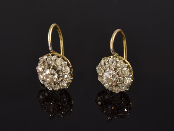 Victorian diamond earrings in gold and silver, circa 1890