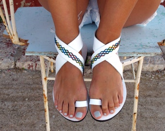 Bohemian Leather Sandals, in Six Colors. Thalia - Free standard shipping
