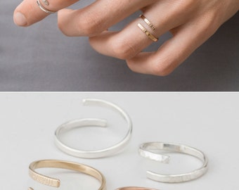 Dainty Personalized Ring • Gold, Silver or Rose Gold Ring • Simple, Custom Hand Stamped Wrap Ring in 14k Gold Fill, Sterling Silver, LR451