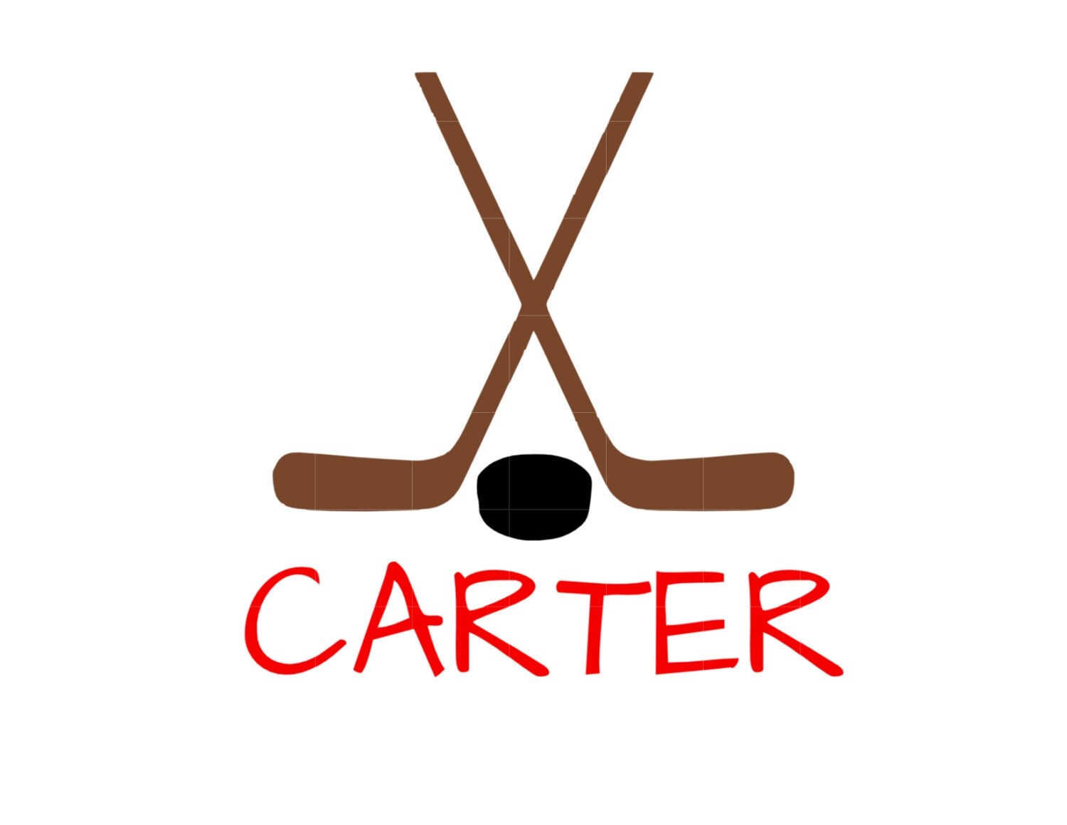 HOCKEY STICKS with NAME Iron on Design or as a Sticker