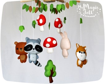 Baby mobile woodland Crib mobile animals Tribal baby mobile forest Childrens mobile Animals nursery mobile Baby room mobile Forest nursery