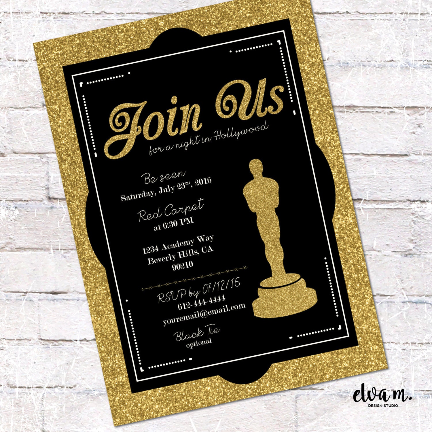 Hollywood / Oscar Party Invitation. Academy Awards Invite.