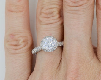 round cz engagement ring sterling silver halo wedding ring halo bridal rings high - Halo Wedding Ring round cz engagement ring sterling silver halo wedding ring halo bridal rings high - Halo Wedding Ring