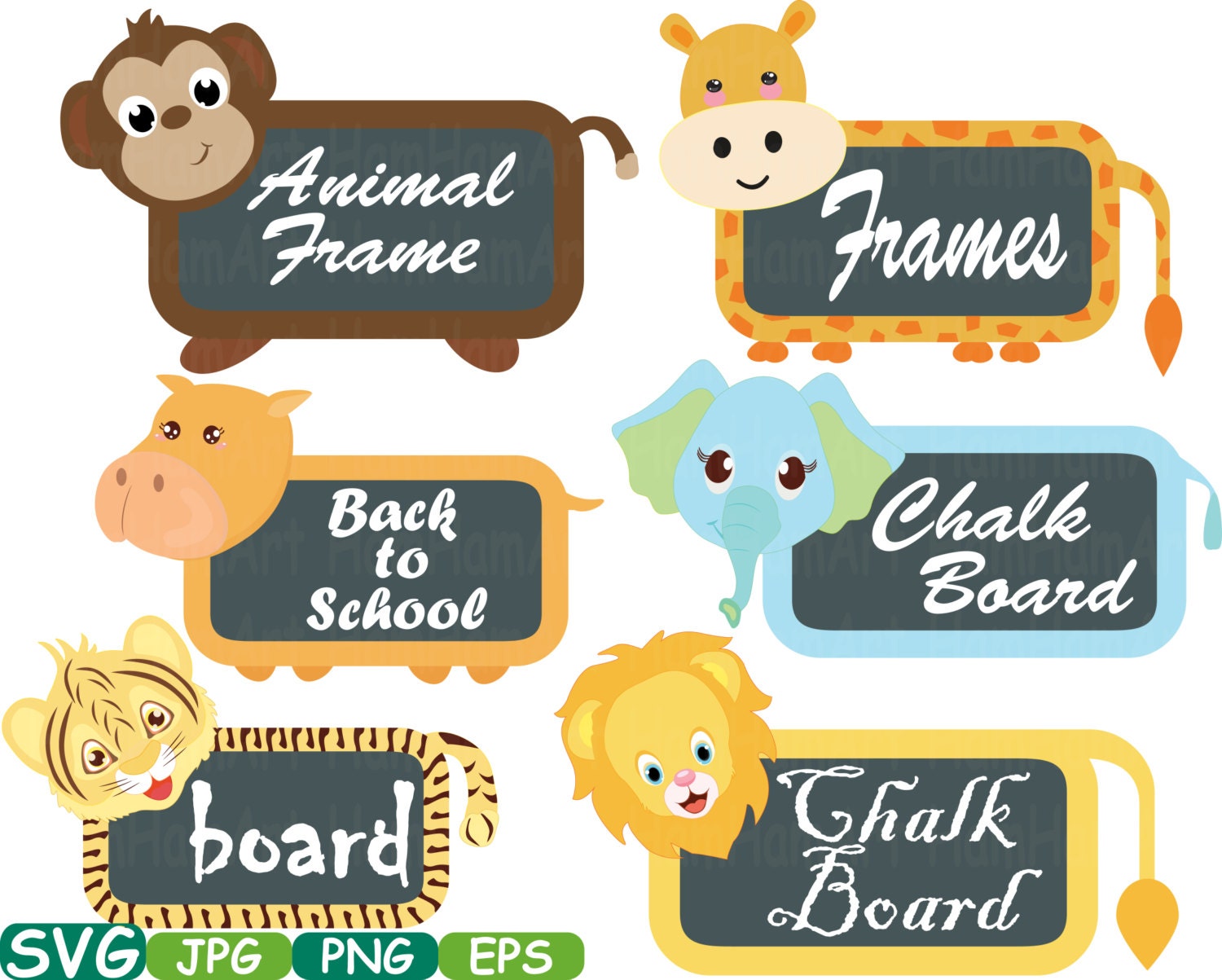 Animal Safari Chalk board Frames SVG Chalkboard Frames