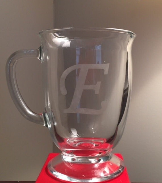 Personalized Coffee Mug Etched Glass Mug Large by sweetedreams