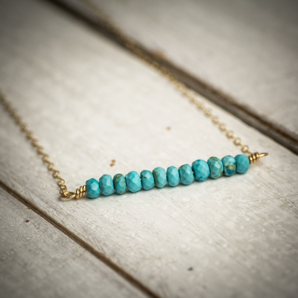 Turquoise necklace turquoise bar necklace turquoise