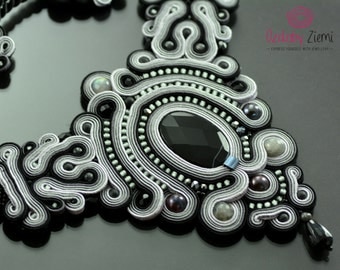 Soutache Necklace Kelabu, will add glamour to any outfit. Very elegant, effective, ideal for different type of stylization, handmade