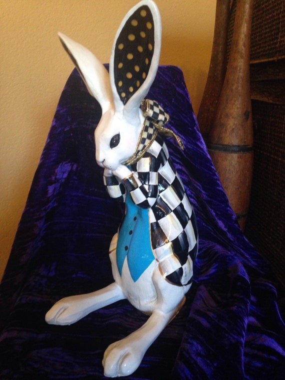 black and white rabbit figurine