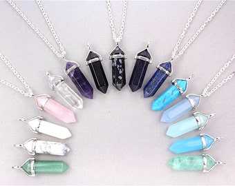 Healing Crystal Choker Necklace. Silver Chain Choker. 90s Grunge Choker. Chain Necklace. Gemstone Choker Necklace. Boho Hippie Crystal Point