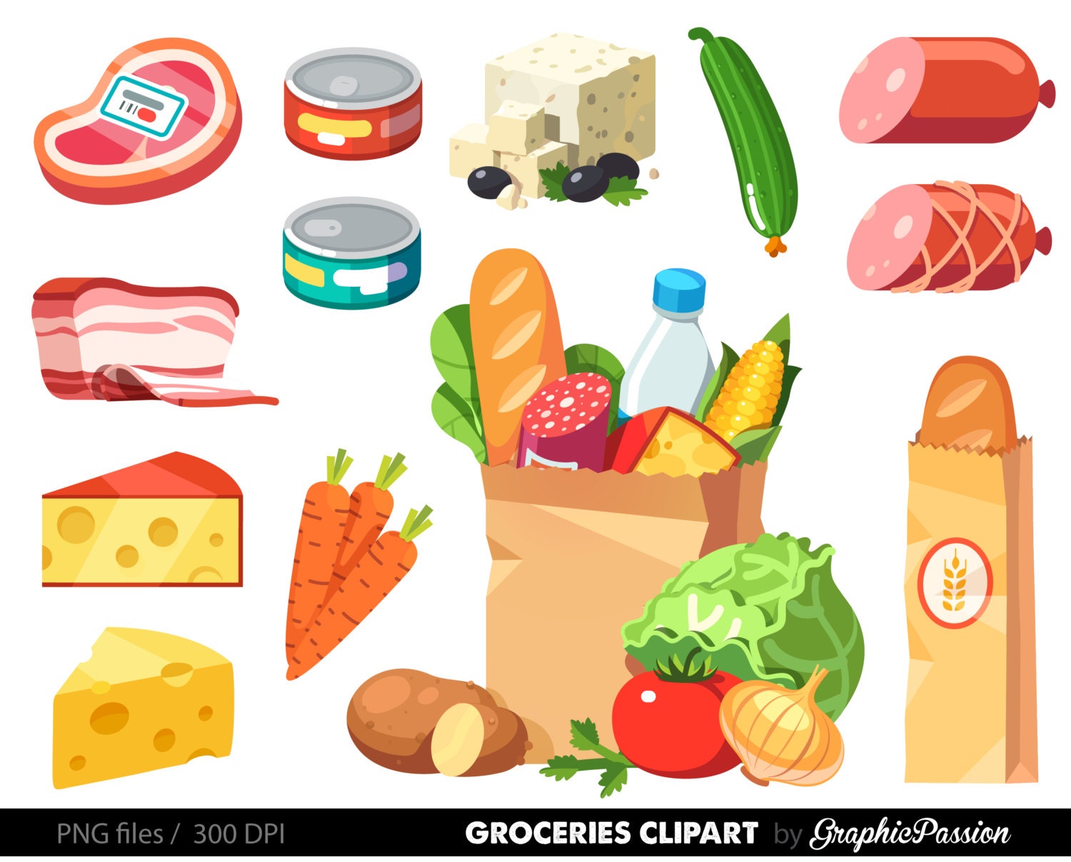 Grocery Clipart Shopping clipart Food Clipart by GraphicPassion