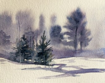 Watercolor painting winter sky dress Watercolor painting winter sky dress