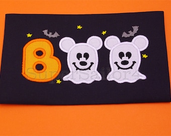 Boo applique design, Halloween applique design, Mickey boo applique design, Mickey applique design