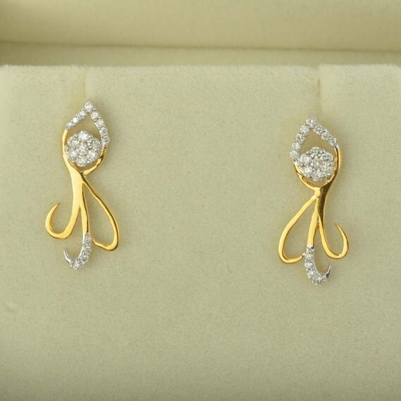 Certified Solid Diamond Earring 14k Hallmark Yellow Gold