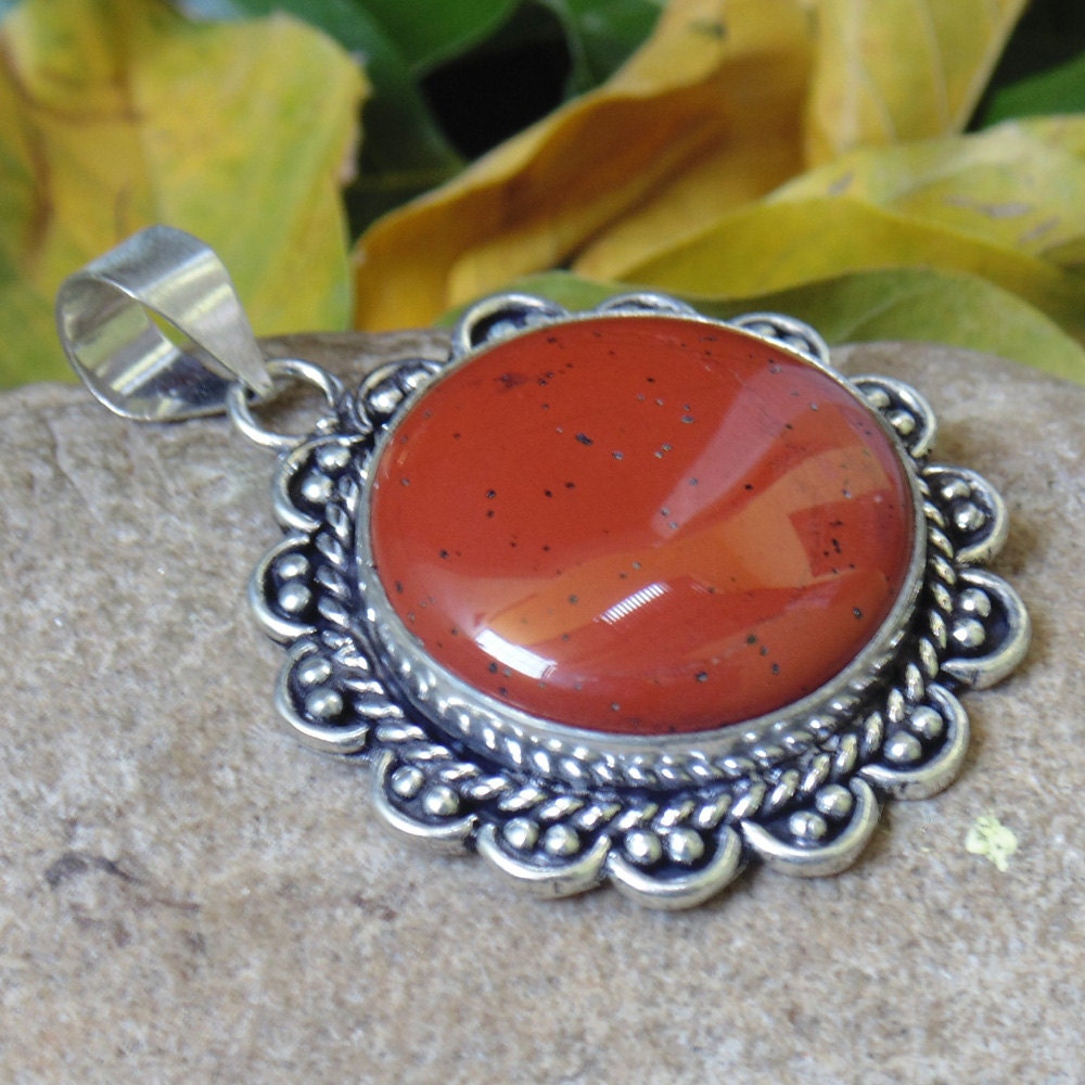 Red Stone Pendant Round Stone Jewelry Designer Pendant