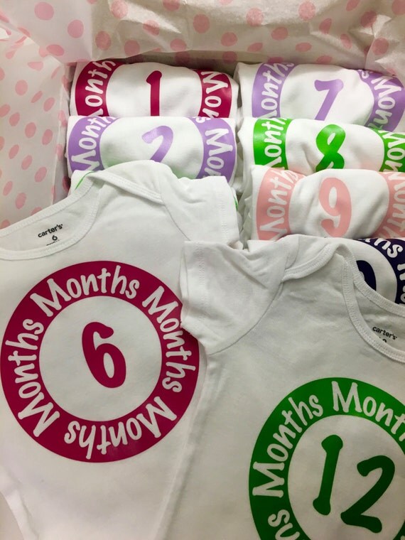 Monthly Onesies BABY GIRL solid color