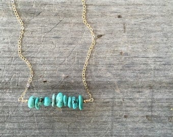 Turquoise Chip Necklace - Turquoise Necklace - Turquoise Bar Necklace - Turquoise Bar - Gift for her - Layering Necklace - Turquoise