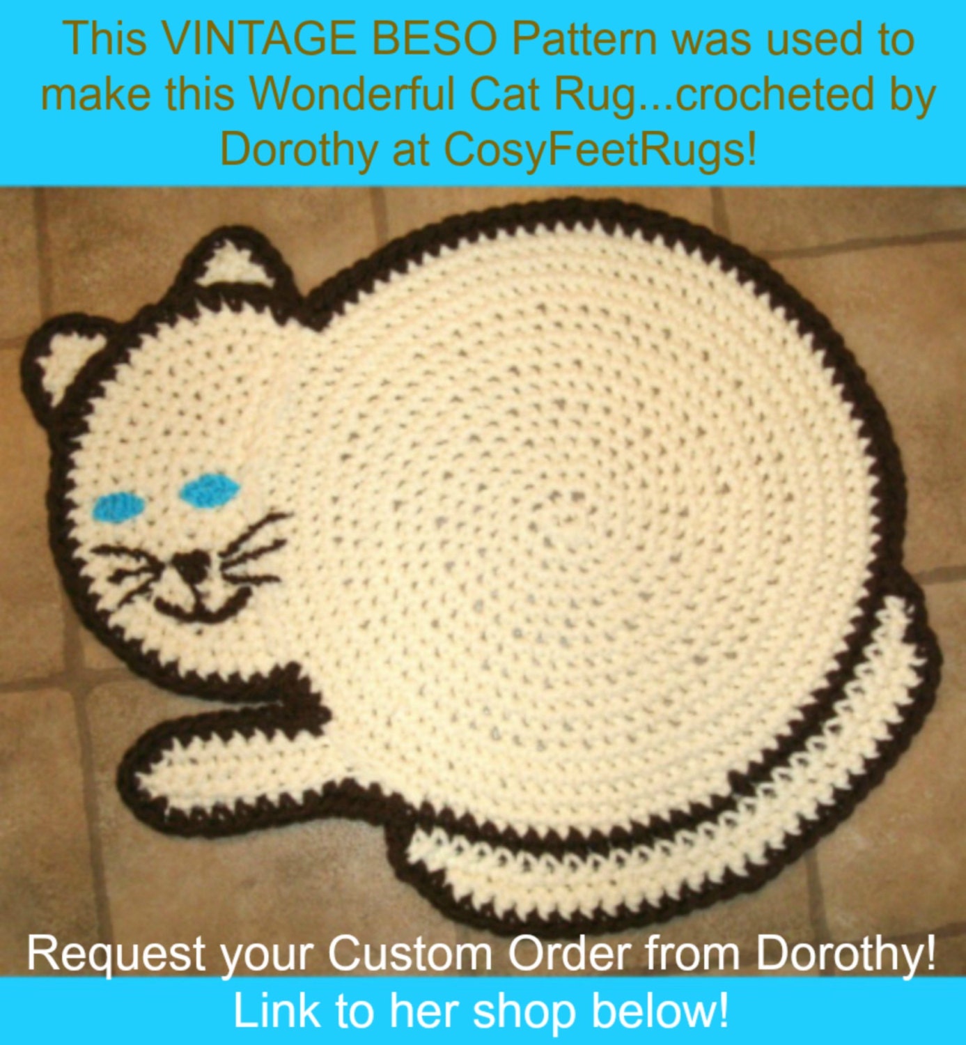 INSTANT DOWNlOAD PdF Pattern Rug Crochet Pattern Cat
