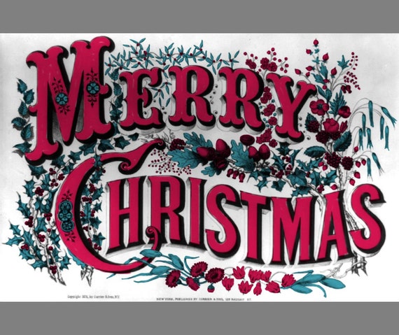 Christmas clip art Vintage Merry Christmas clipart Digital