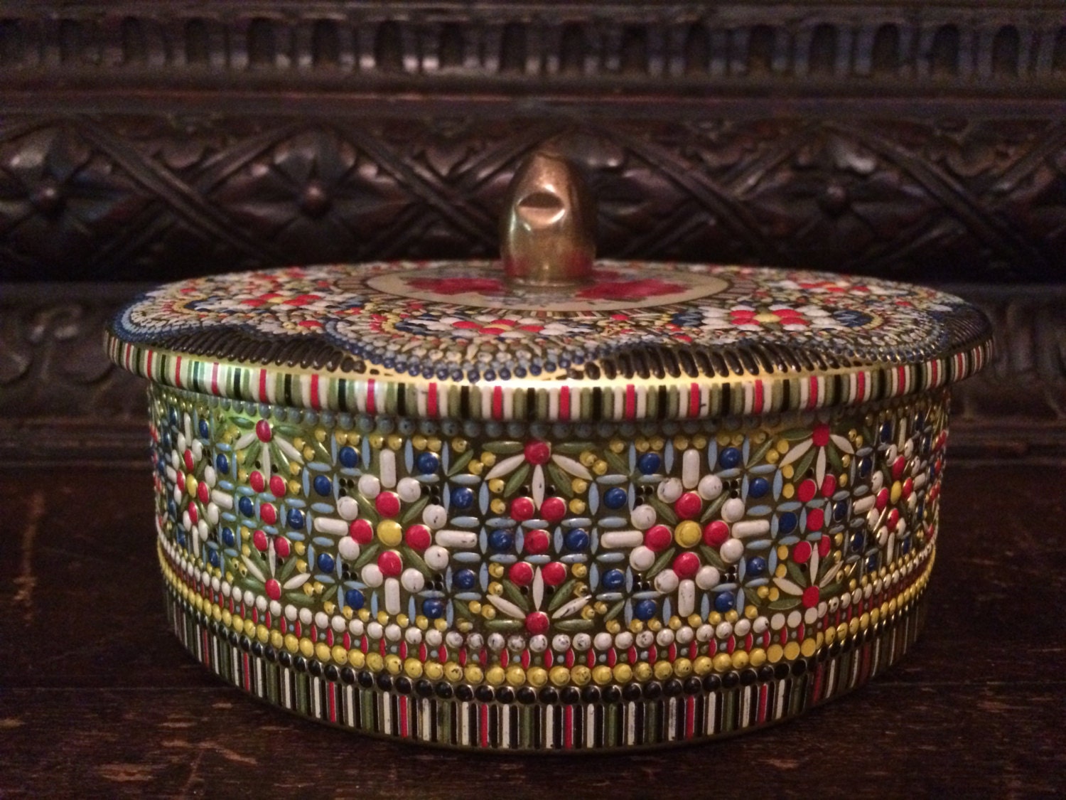 Vintage Round Tin With Lid Made in Holland