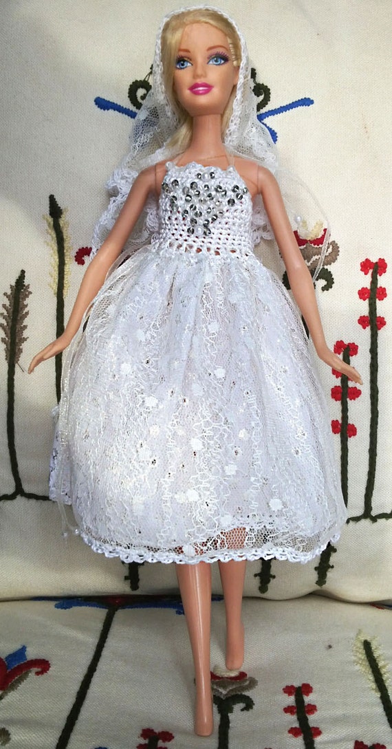 barbie doll white frock