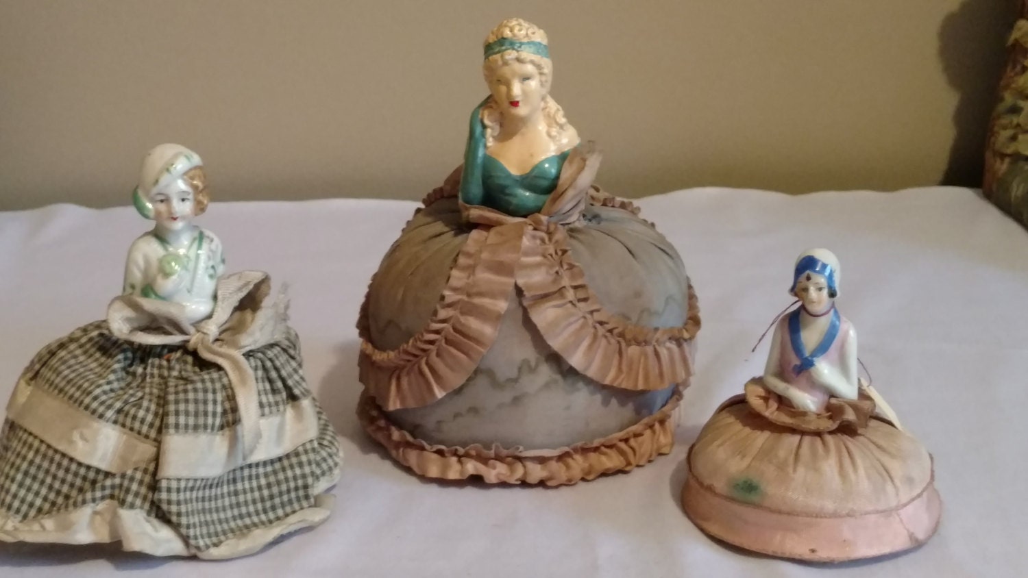 Three Vintage Pin Cushion Dolls