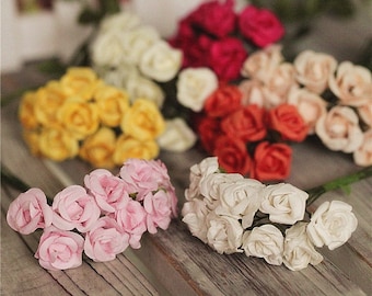5 Bouquet Artificial flowers ,10 blooms,Mini rosed,Paper flowers For Bridal Bouquet Wedding Party,Decor Floral Supplies(153-12)