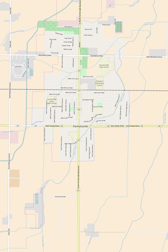 Editable City Map of Farmersville CA