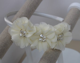 Ivory Flower girl headband ivory wedding headband ivory headband toddler headband flower girls headband ivory hard headband