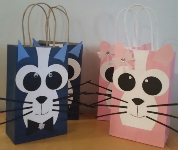 Silly Cat Party Bags by LiseLiving on Etsy