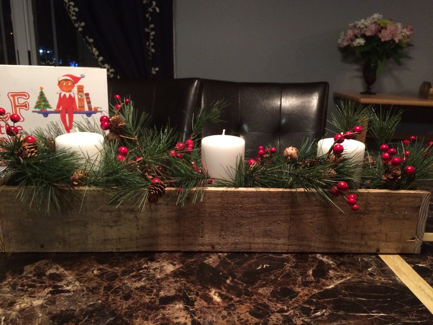 Rustic Wooden Planter Box Centerpiece by MuggzyRosePartyDecor