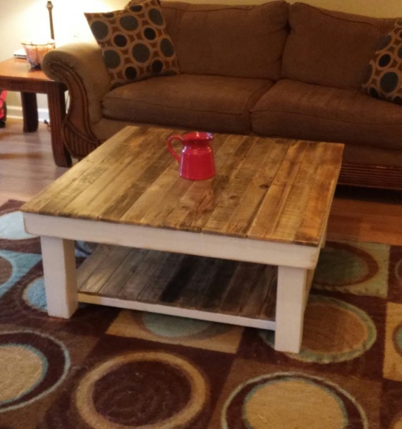 White Shabby Farmhouse Reclaimed Wood Coffee by RusticHomeandPorch
