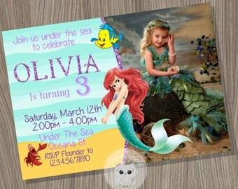 Little Mermaid Invitation, Ariel Invitation, Disney Little Mermaid, Little Mermaid Birthday, Mermaid Invitation, Princess Birthday invite