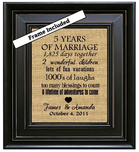 FRAMED 5th Wedding Anniversary/5th Anniversary by BurlapNGlass