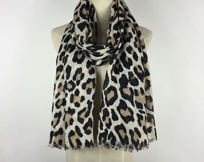 Leopard Scarf Brown Leopard Scarf Fall Scarf Fashion Scarf Women's Accessory Must Have Gift for Her Gift Idea Scarf Fringe Scarf Spots Scarf