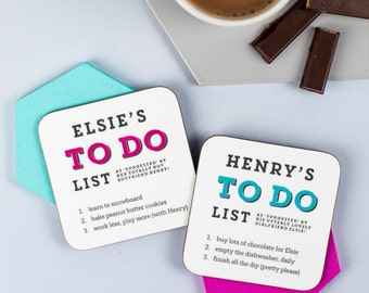 To Do List Coaster - Personalised Coaster - Drinks Mat - Funny Gift - Custom Gift - Birthday Gift
