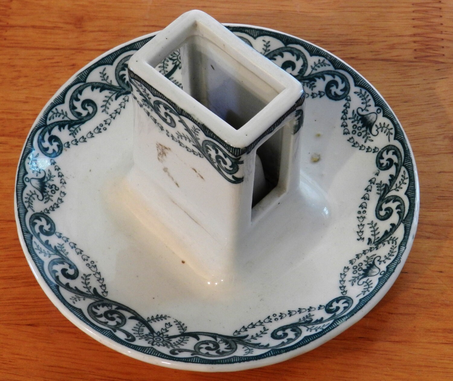 Vintage Ceramic Match Holder on Ashtray Maker Unknown Green