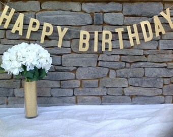 HAPPY BIRTHDAY Banner | 6 INCH Letters | Gold Glitter Happy Birthday Banner | Happy Birthday Sign | Happy Birthday Decor | Birthday Banner