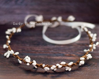 Wedding Flower Crown, White berries crown, Bridal crown, Bridal hair accessories, Boho Berry Crown, Woodland circlet, white wedding
