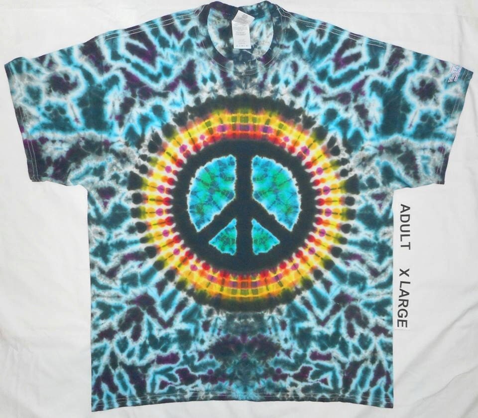 Free Shipping Handmade Peace Sign Tie Dye Shirt