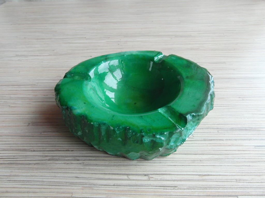 Green ALABASTER Ashtray Natural Marble Heavy 1524gr Ashtray