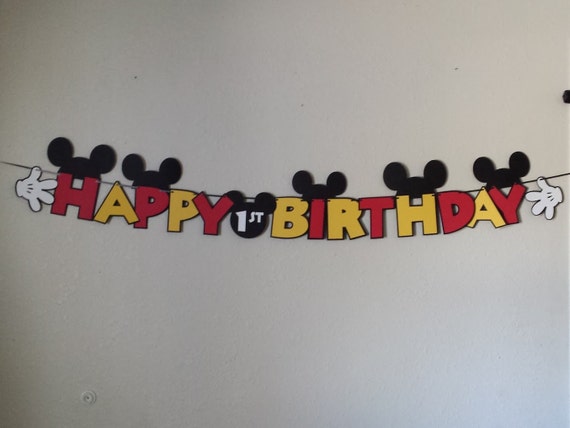 Mickey Mouse Birthday Banner Mickey Mouse Decor Mickey Mouse