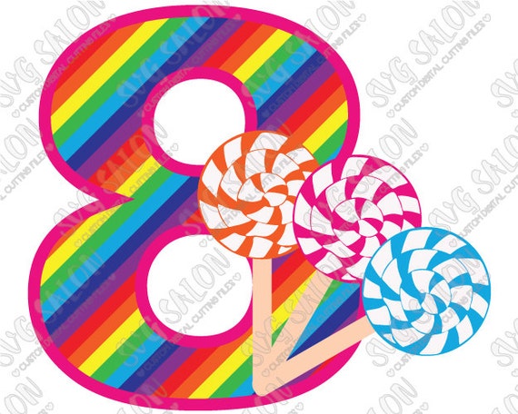 Download Rainbow Candyland Birthday Eight Year Iron On Shirt by SVGSalon