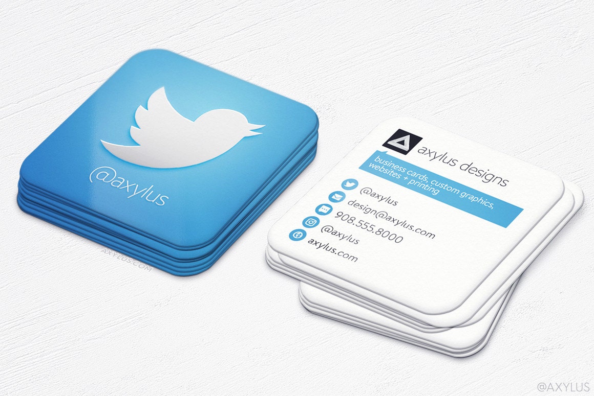 Twitter Business Cards Social Media Square DieCut Cards