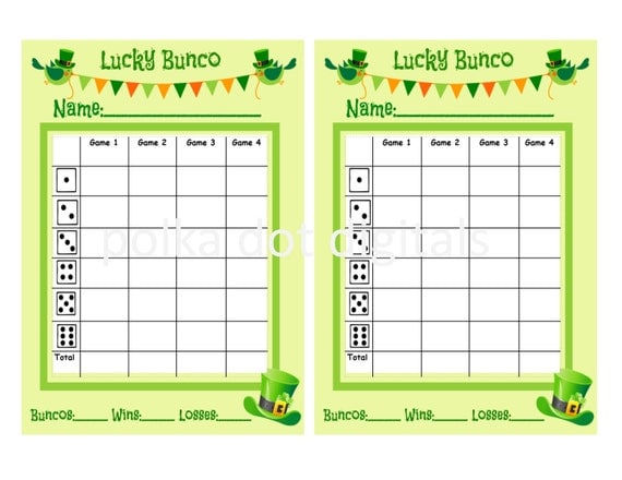 st patricks day bunco score sheets