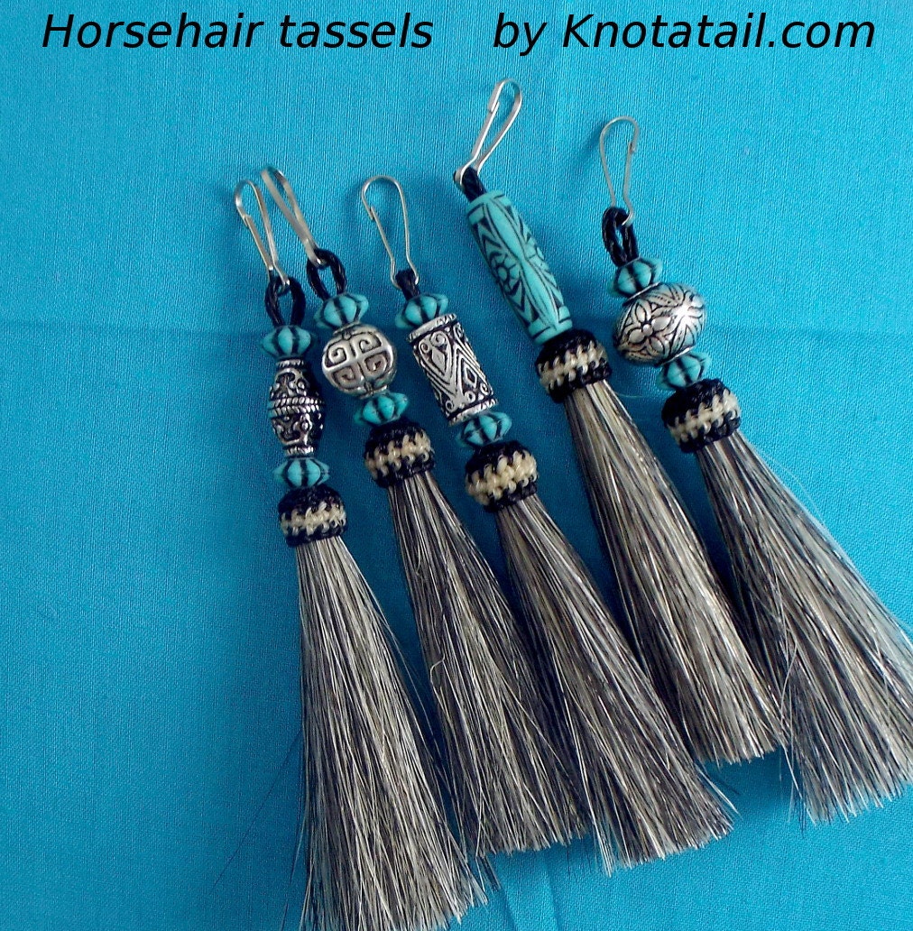 Elegant Beaded horse hair tassels, very unique horsehair tassel design