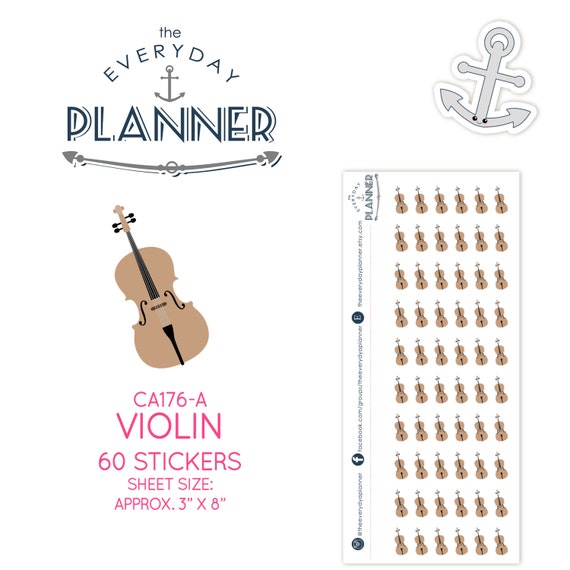 CA176 Violin Stickers 60 KissCut Stickers violin by pipandmelon