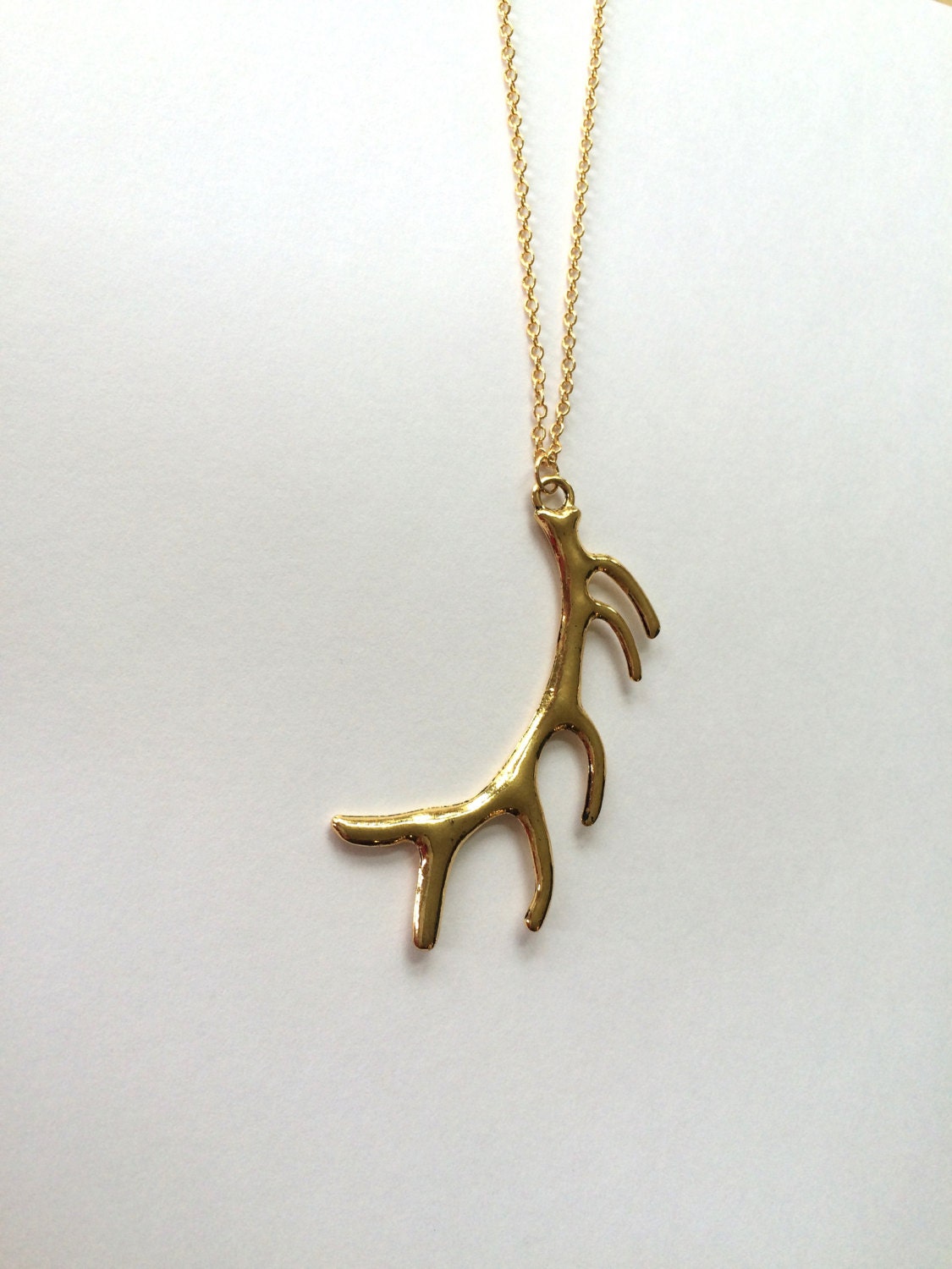 Gold Antler Necklace Elk Antler Necklace Gold Hunting Necklace