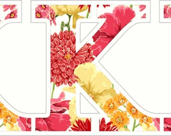 Kappa Kappa Gamma Floral Letter Sticker - 2.5