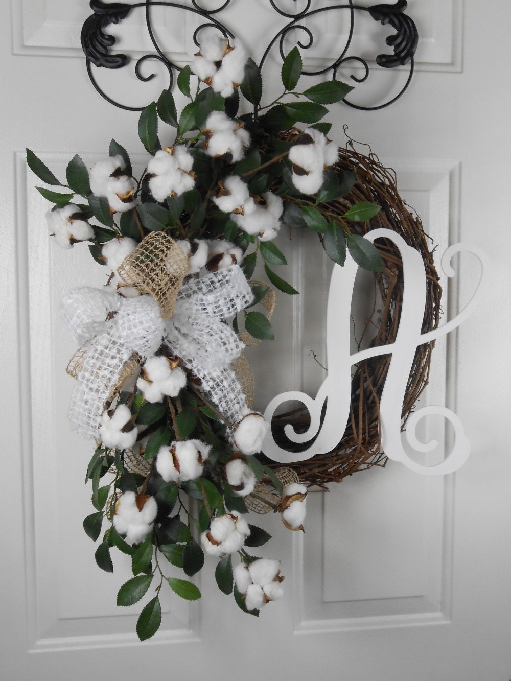 Southern Cotton wreath Farmhouse wreath Rustic wreath